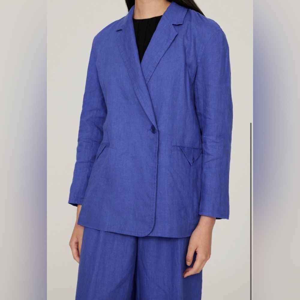 Madewell Breathable Crossover 100% Linen Oversized Fit Blazer Blue Size L